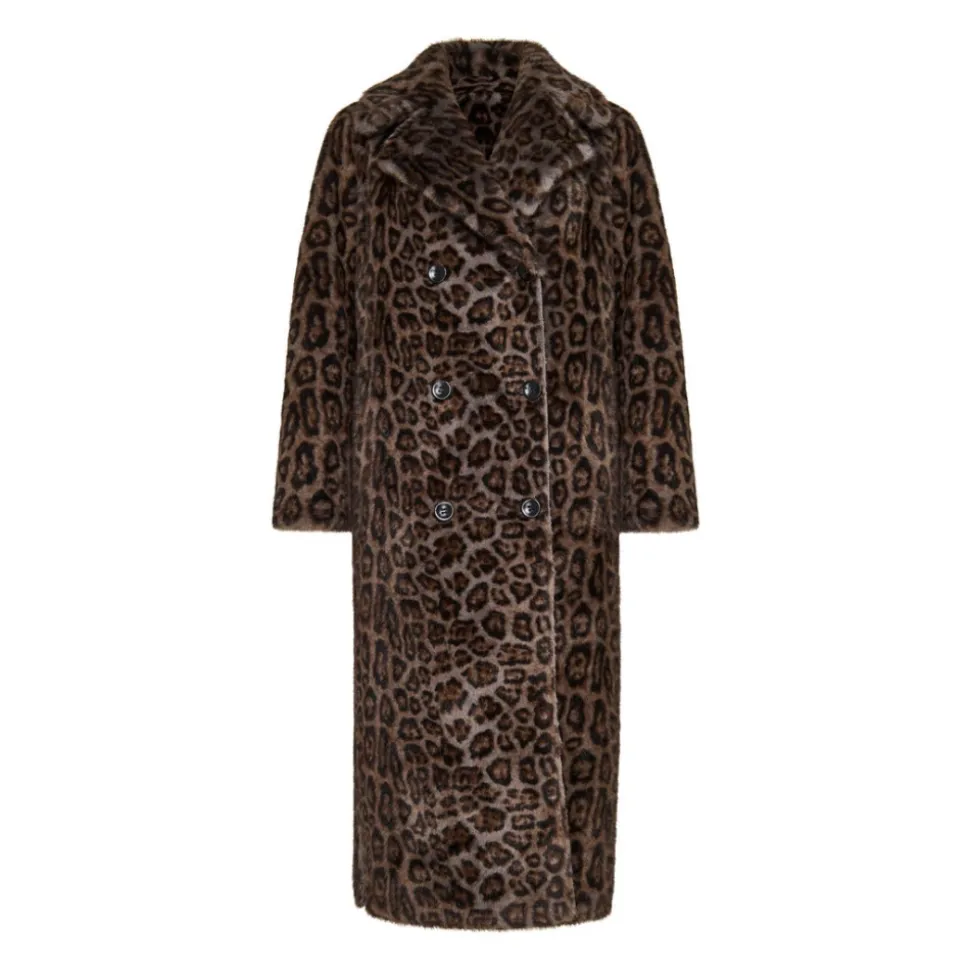 Wendbarer Fake Shearling Mantel mit Animal Print
