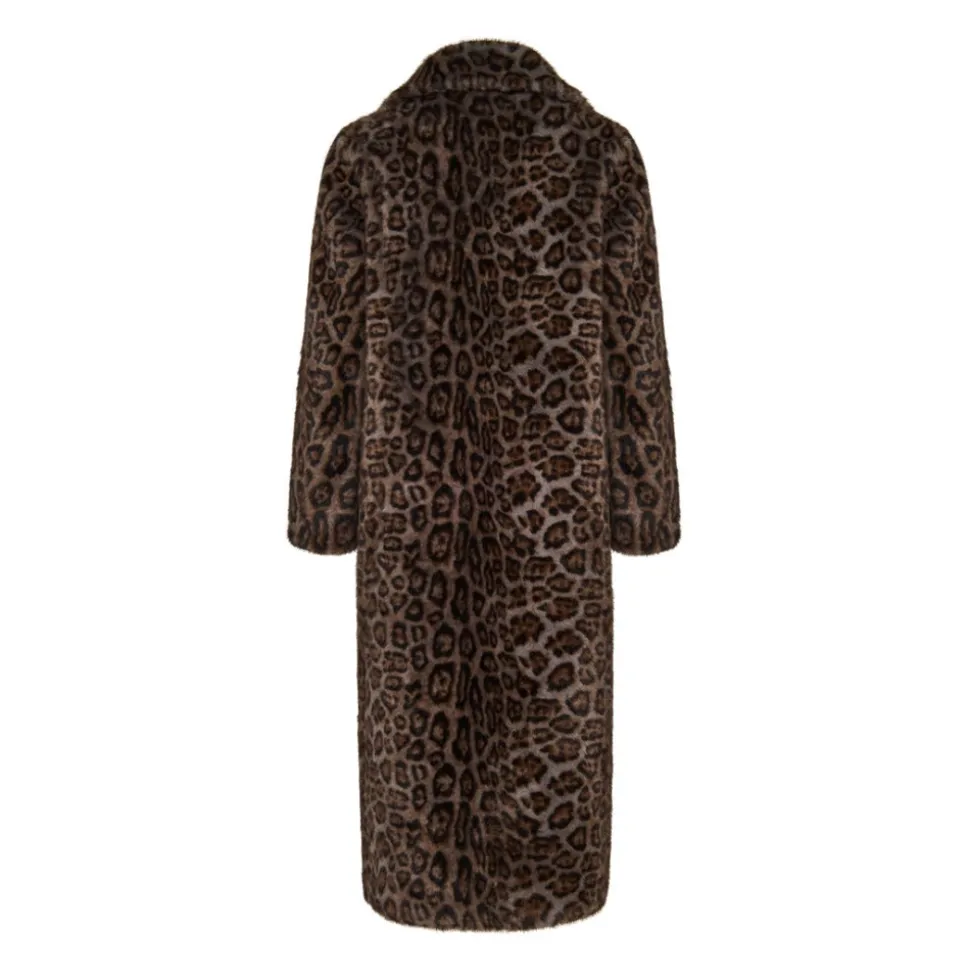 Wendbarer Fake Shearling Mantel mit Animal Print