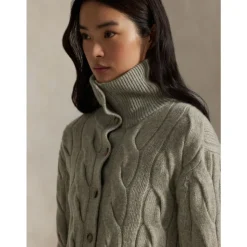 Woll- und Kaschmir-Zopfstrickjacke