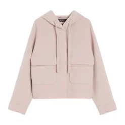 Wolljacke mit lockerer Passform und Kapuze