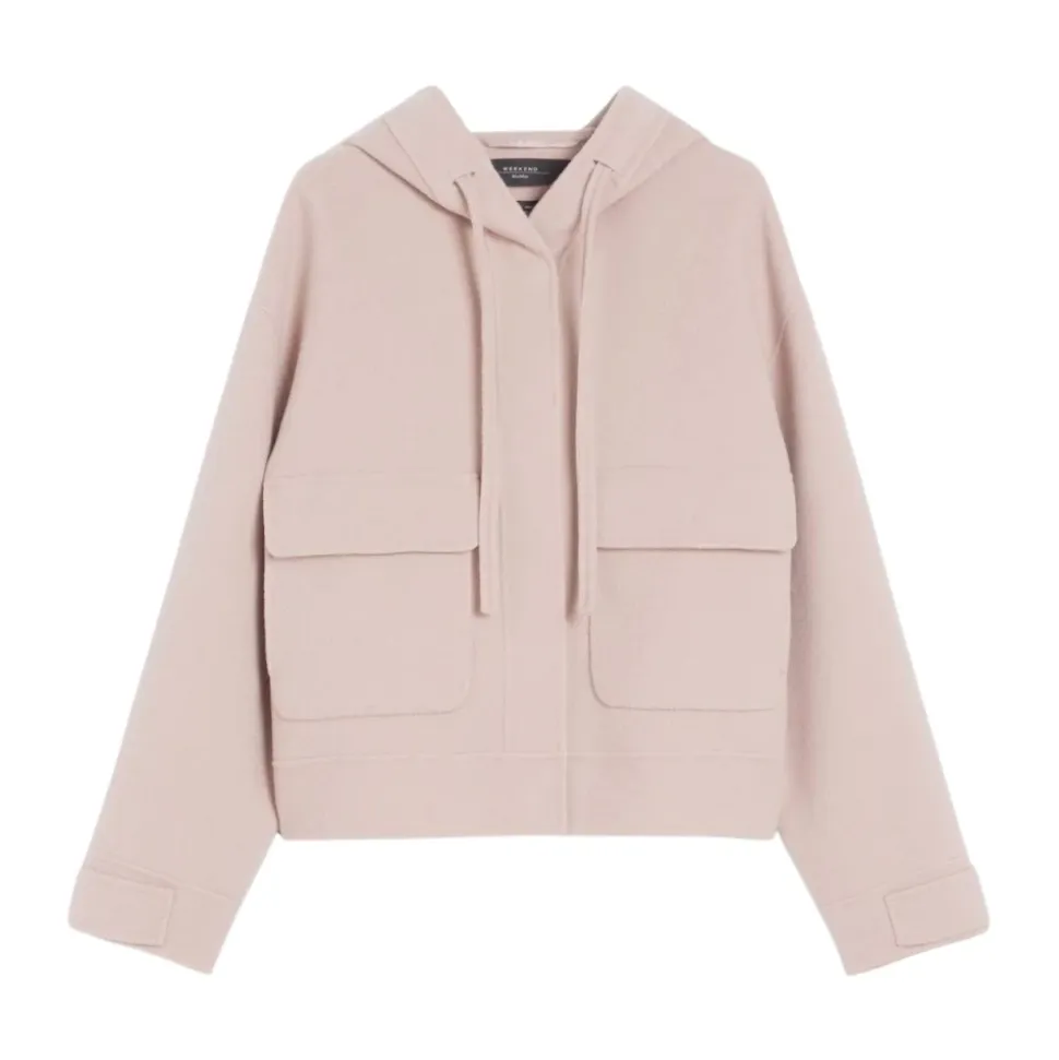 Wolljacke mit lockerer Passform und Kapuze
