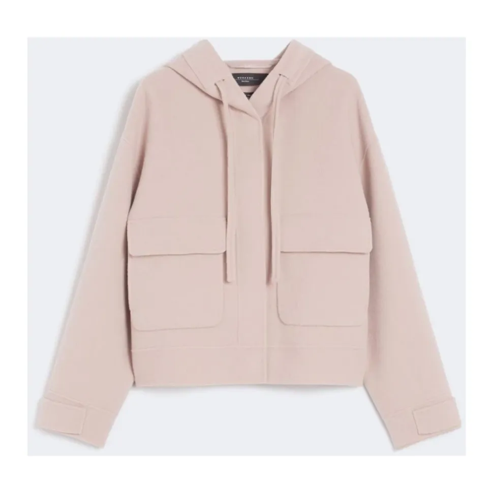 Wolljacke mit lockerer Passform und Kapuze