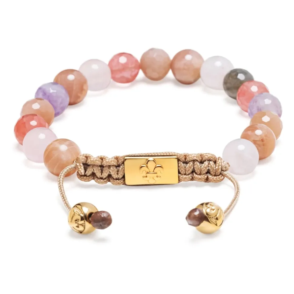 Women's Beaded Bracelet with Cherry Quartz, Rose Quartz, Amethyst Lavender, and Pink Aventurine