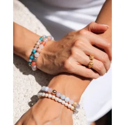 Women's Beaded Bracelet with Cherry Quartz, Rose Quartz, Amethyst Lavender, and Pink Aventurine