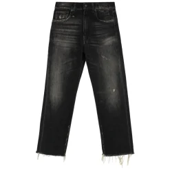 Zerrissene Boyfriend Jeans mit Fransensaum
