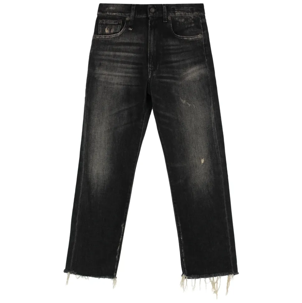 Zerrissene Boyfriend Jeans mit Fransensaum