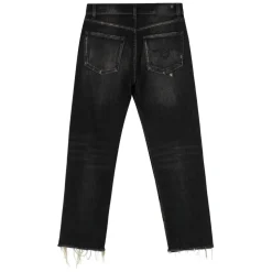 Zerrissene Boyfriend Jeans mit Fransensaum