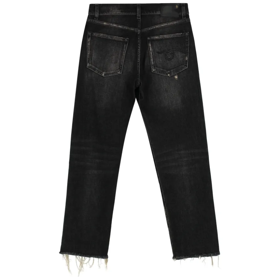 Zerrissene Boyfriend Jeans mit Fransensaum