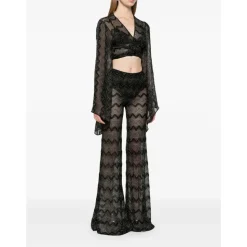 Zig Zag Lamé Crop Top