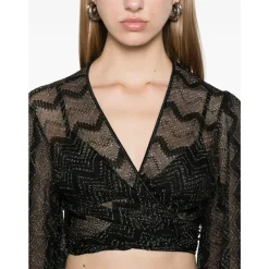 Zig Zag Lamé Crop Top