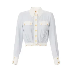 Zweifarbige Bluse aus Georgette-Stoff