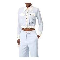 Zweifarbige Bluse aus Georgette-Stoff