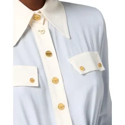 Zweifarbige Bluse aus Georgette-Stoff