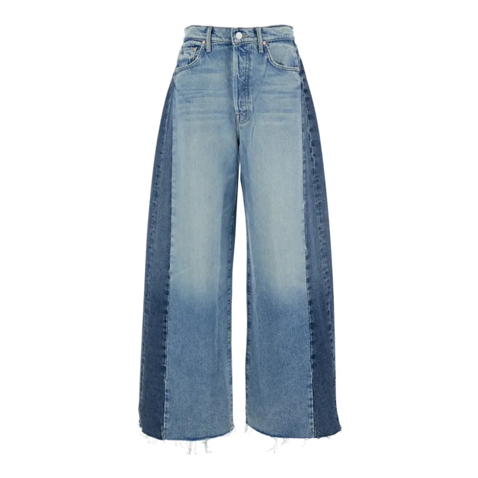 Zweifarbige Denim Schlaghose
