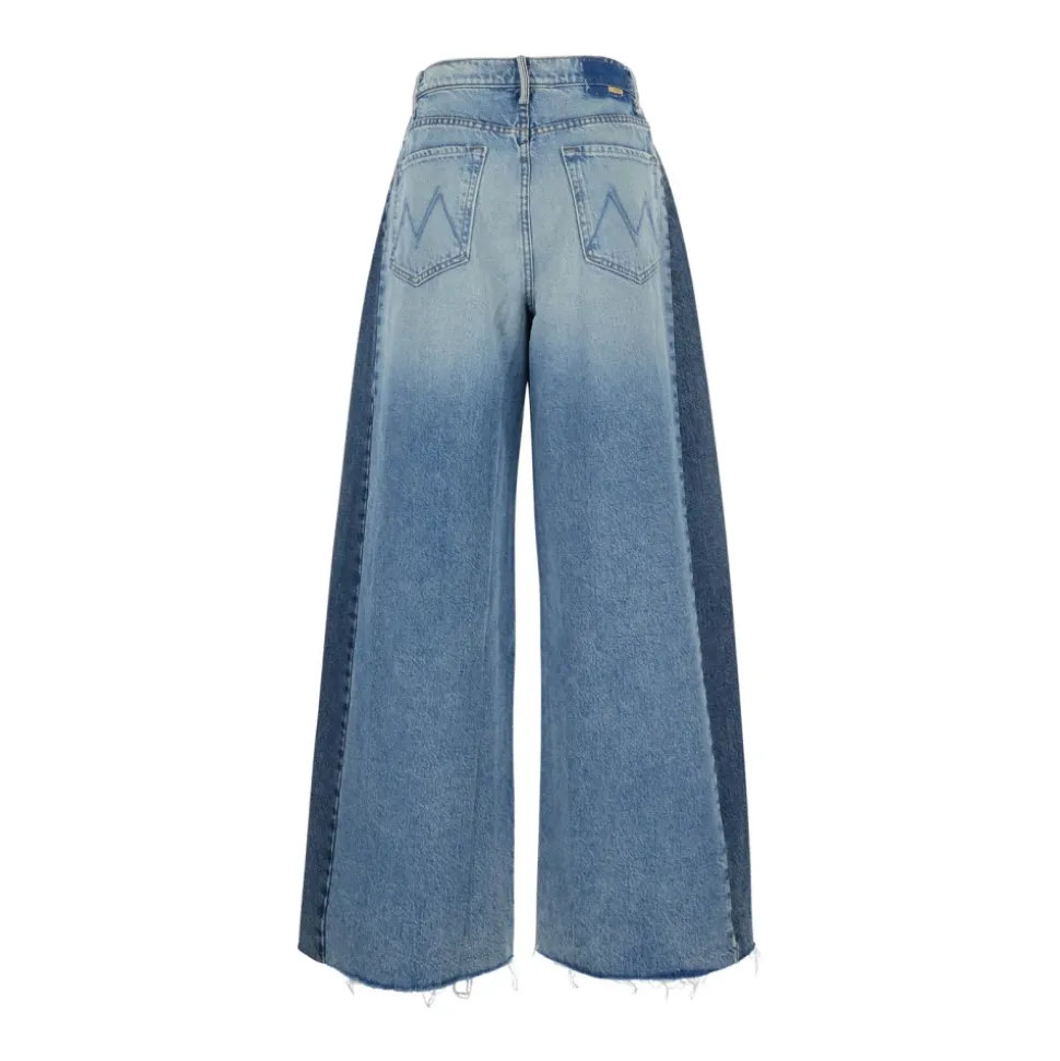 Zweifarbige Denim Schlaghose