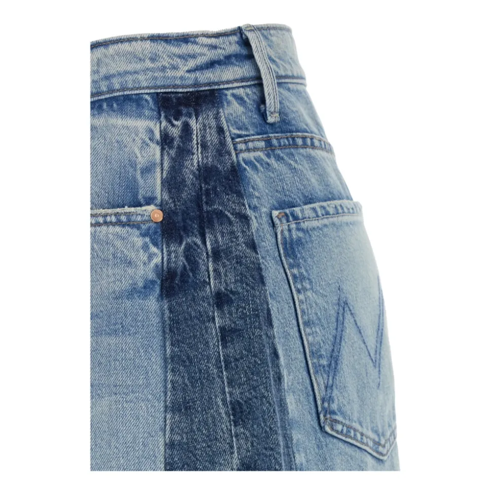 Zweifarbige Denim Schlaghose